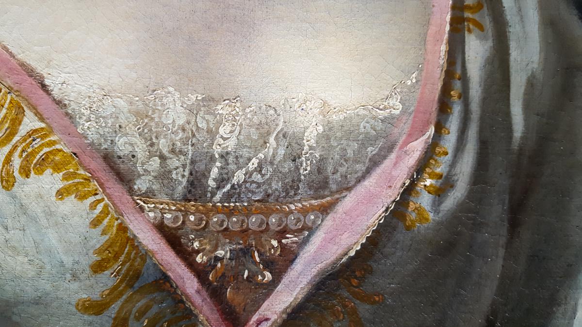 Grand Et Beau Portrait Français Du XVIIIe Siècle D’une Femme, Provenance Château-photo-5