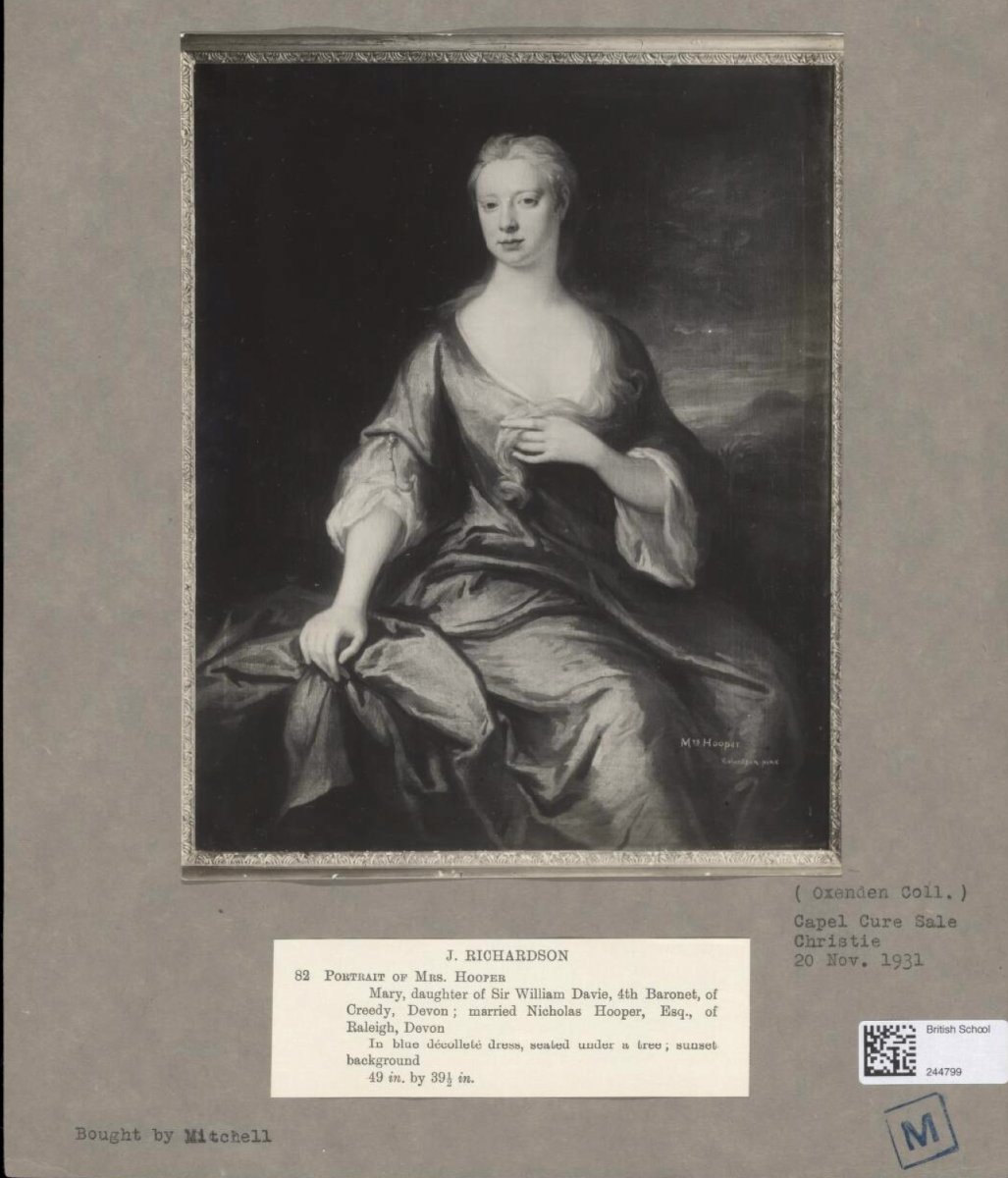 Jonathan Richardson, Portrait anglais de Mary Hooper (née Davie), aristocratie, vers 1715-photo-3