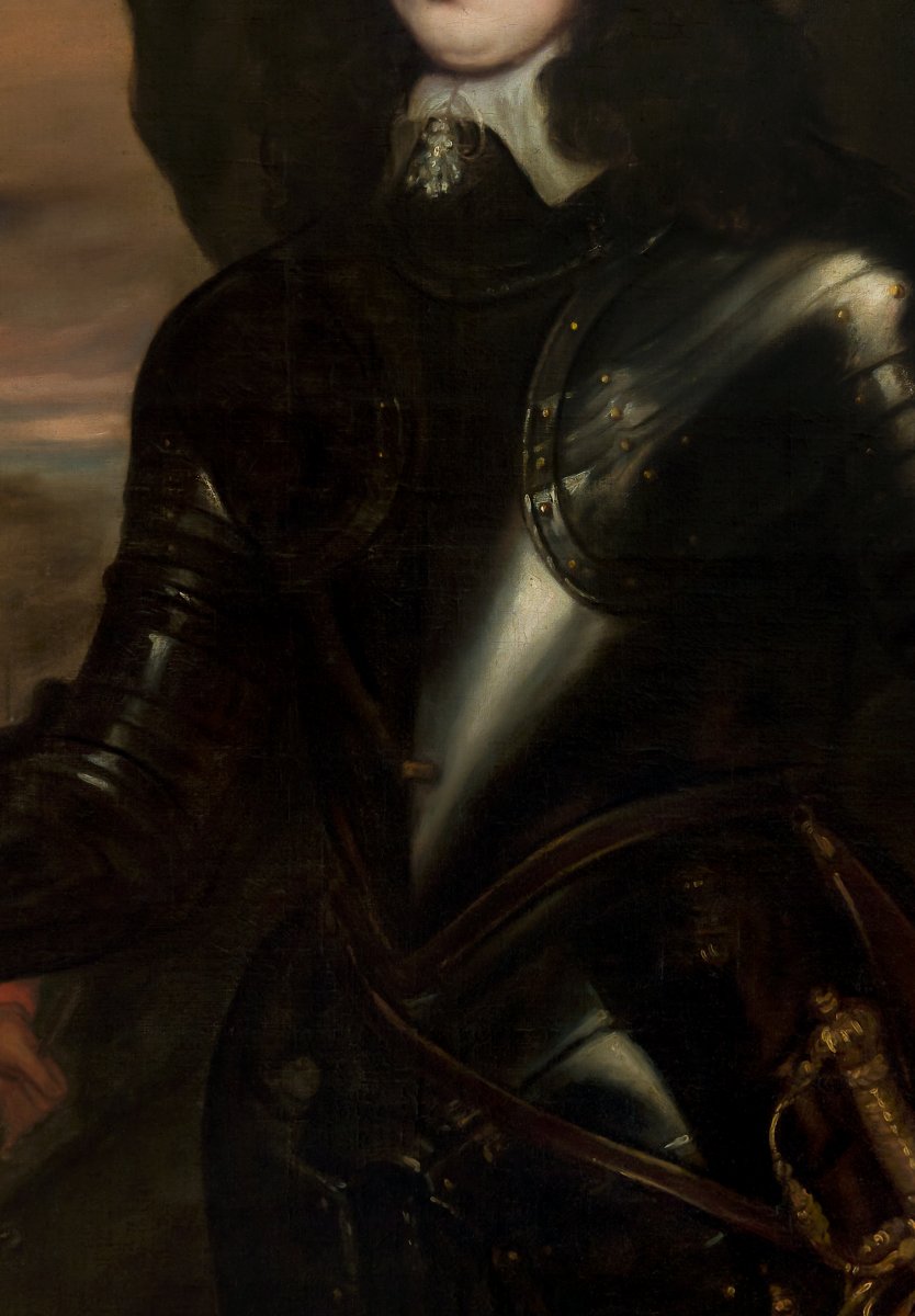 Portrait d’un officier royaliste en armure, suiveur de Van Dyck, école anglo-flamande, v.1650-photo-2