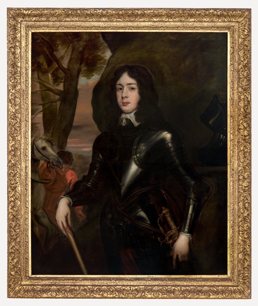 Portrait d’un officier royaliste en armure, suiveur de Van Dyck, école anglo-flamande, v.1650