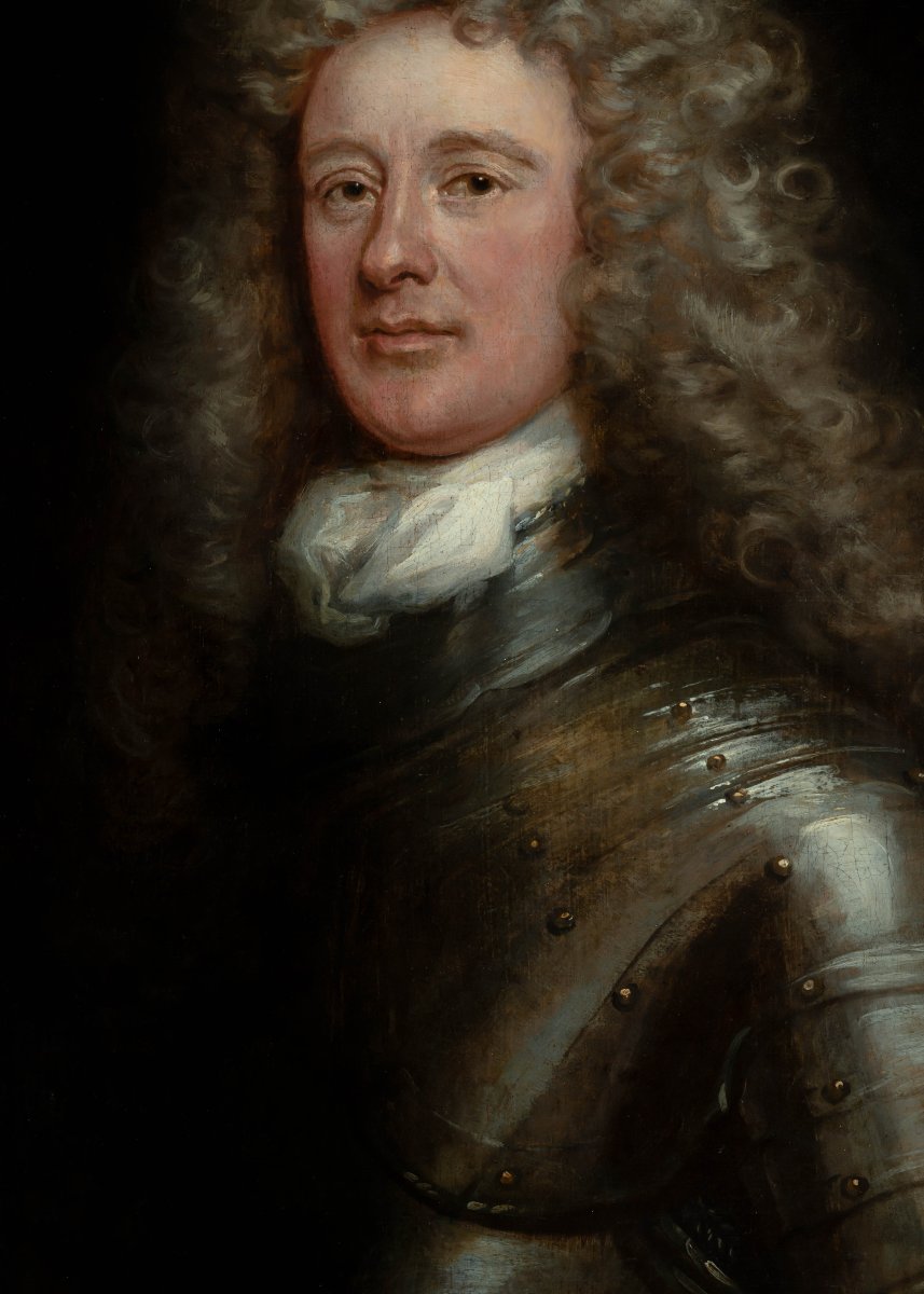 Portrait Of David Erskine, Lord Dun In Armour C.1700, Studio Of Medina, Oil On Canvas Painting-photo-3