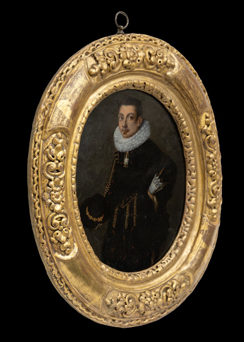 Portrait Of An Elizabethan Gentleman In Black Doublet & White Ruff C.1595; Hieronimo Custodis-photo-2