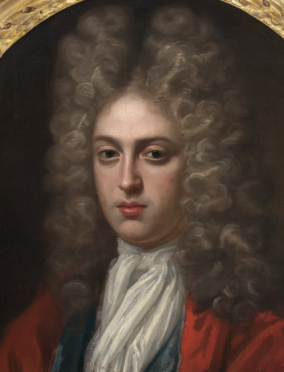 Portrait Of Gentleman In Red Coat & Periwig C.1715-1725; Studio Of Godfrey Kneller, Fine Frame-photo-4