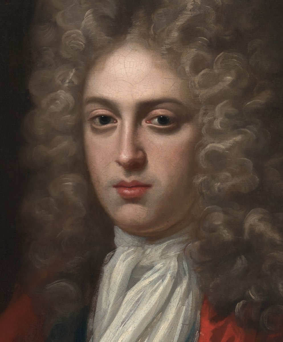Portrait Of Gentleman In Red Coat & Periwig C.1715-1725; Studio Of Godfrey Kneller, Fine Frame-photo-1