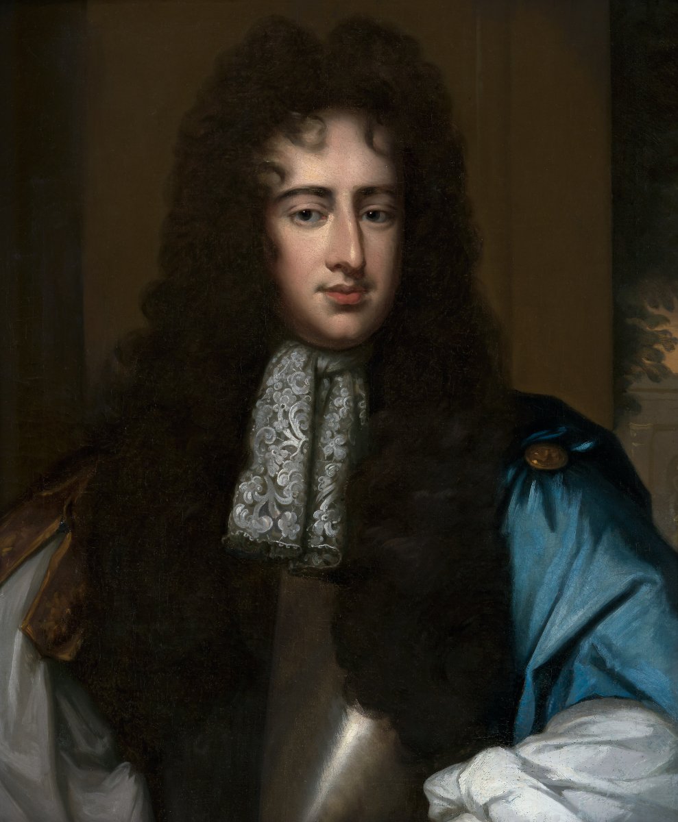 Portrait Of A Gentleman In Armour And Blue Drapery, English School, 17th Century, Oil On Canvas-photo-1