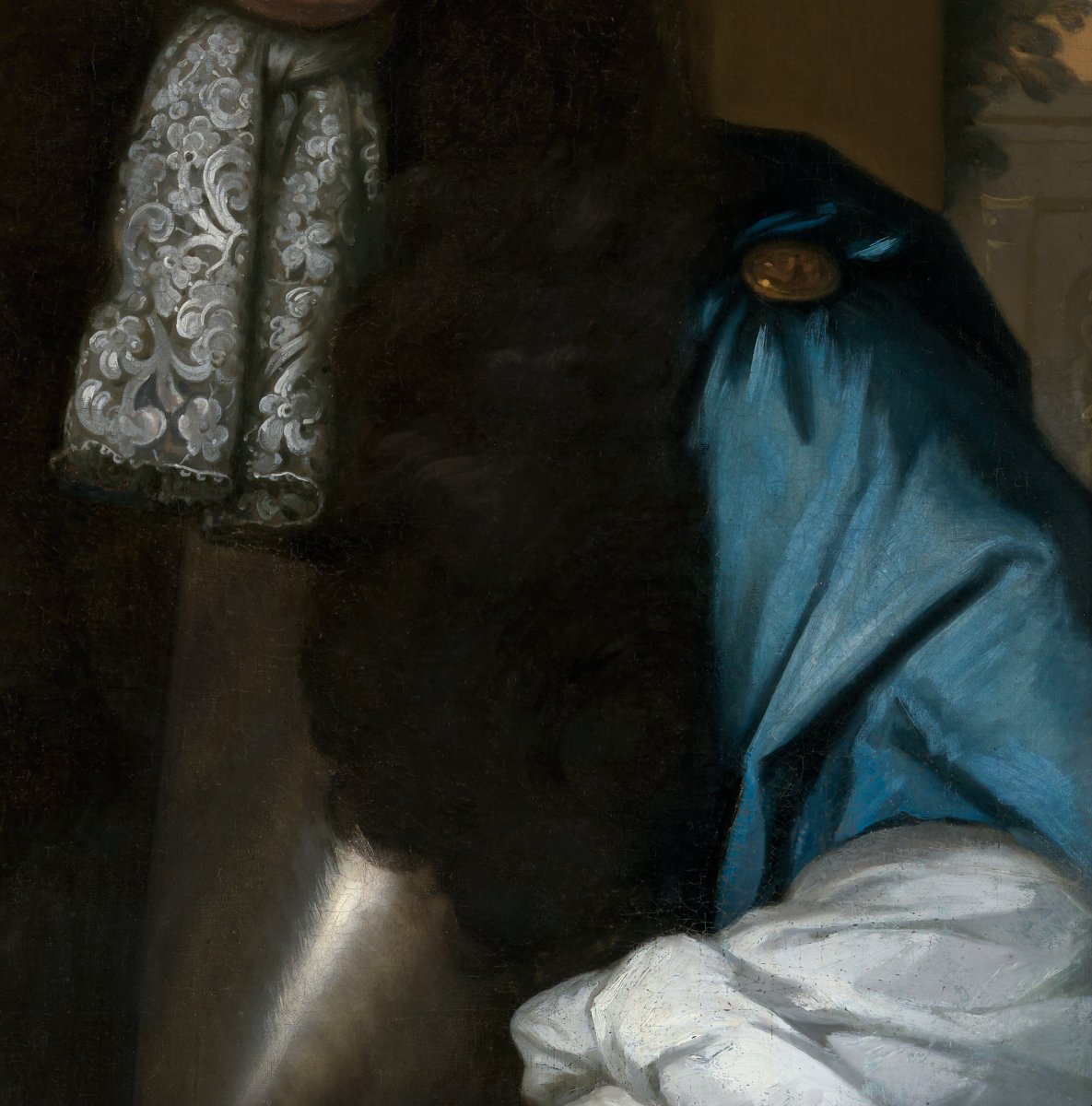 Portrait Of A Gentleman In Armour And Blue Drapery, English School, 17th Century, Oil On Canvas-photo-3