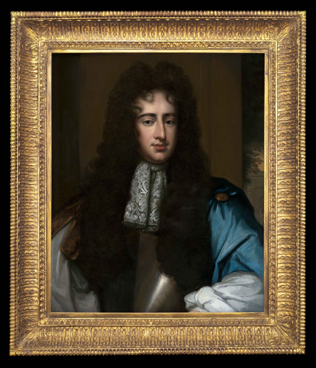 Portrait Of A Gentleman In Armour And Blue Drapery, English School, 17th Century, Oil On Canvas