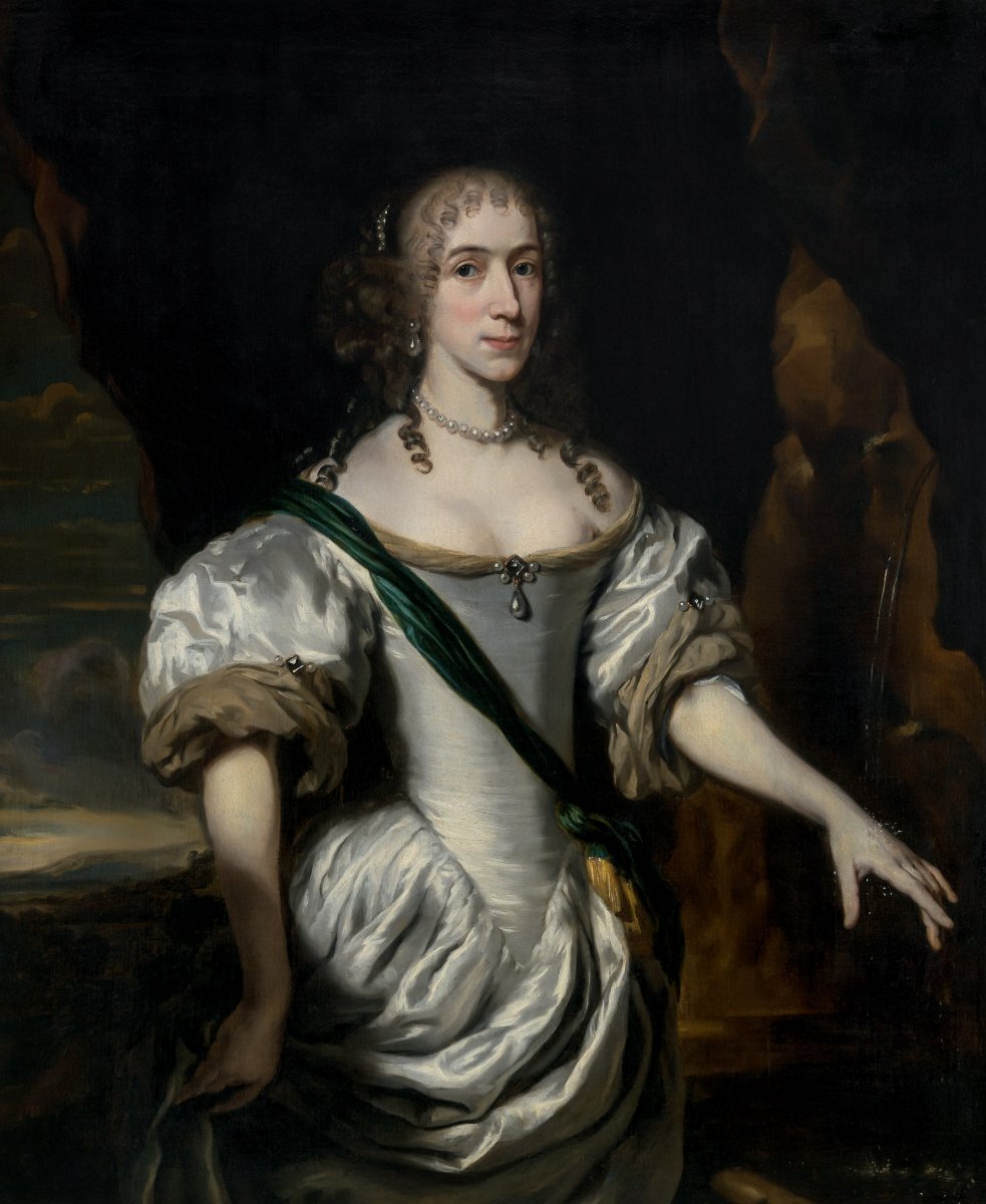 Portrait Of A Lady In White Satin, 1669 - Signed And Rare, Attributed To Nicolaes Maes-photo-2