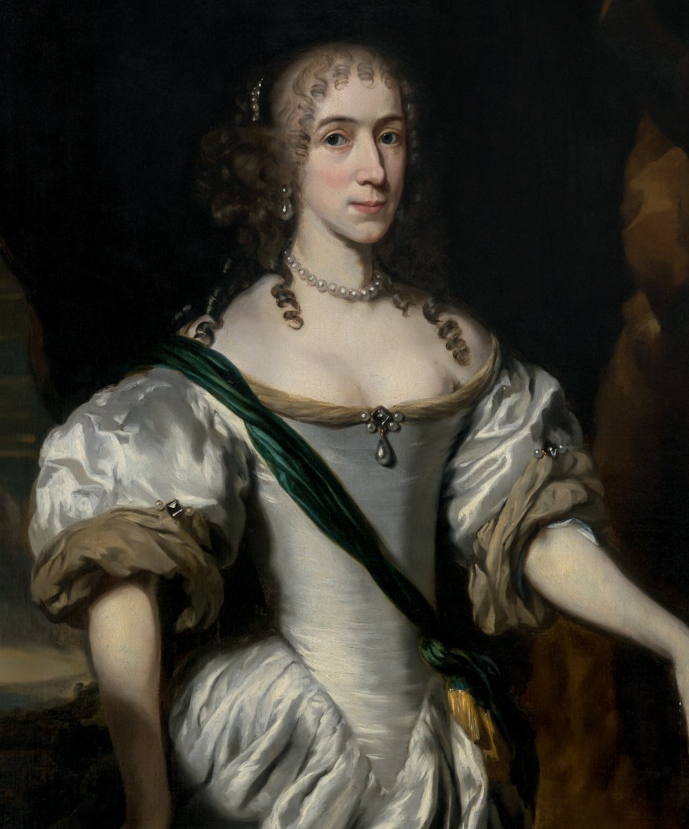 Portrait Of A Lady In White Satin, 1669 - Signed And Rare, Attributed To Nicolaes Maes-photo-1