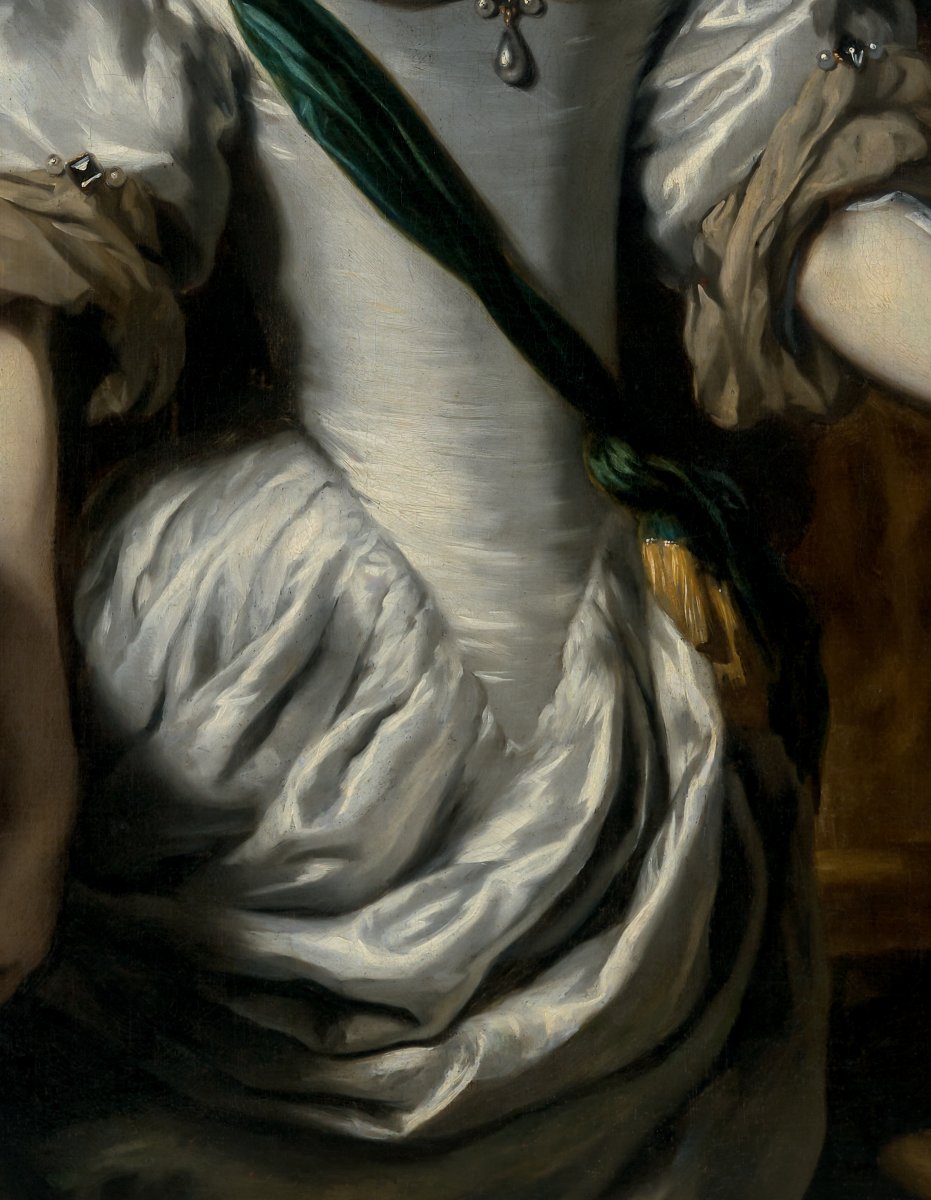 Portrait Of A Lady In White Satin, 1669 - Signed And Rare, Attributed To Nicolaes Maes-photo-3