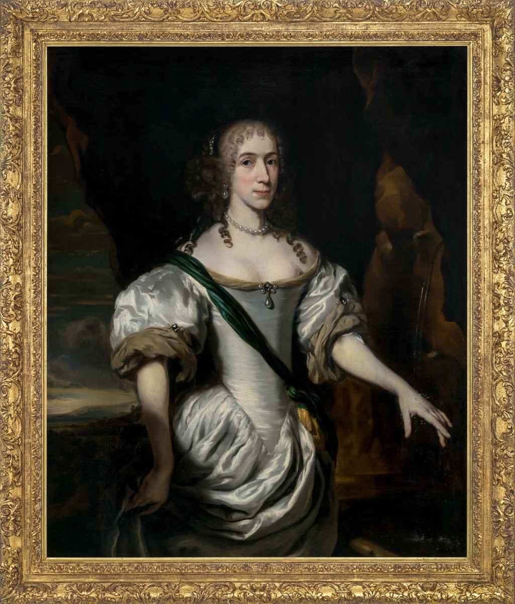 Portrait Of A Lady In White Satin, 1669 - Signed And Rare, Attributed To Nicolaes Maes