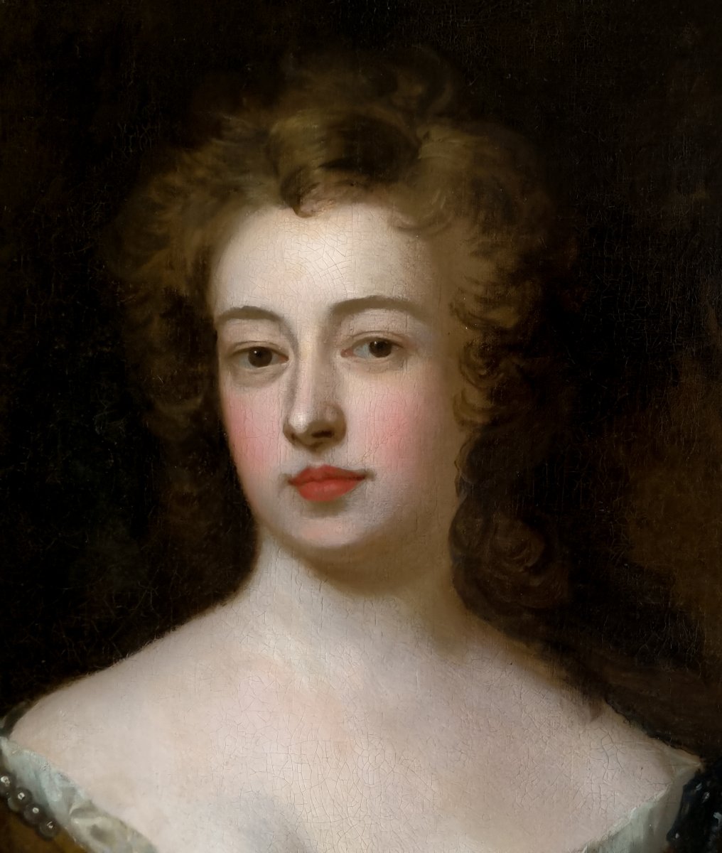 Portrait Of An Elegant Lady With Pet Dog C.1690–1700; Studio Of Godfrey Kneller, Oil On Canvas-photo-3
