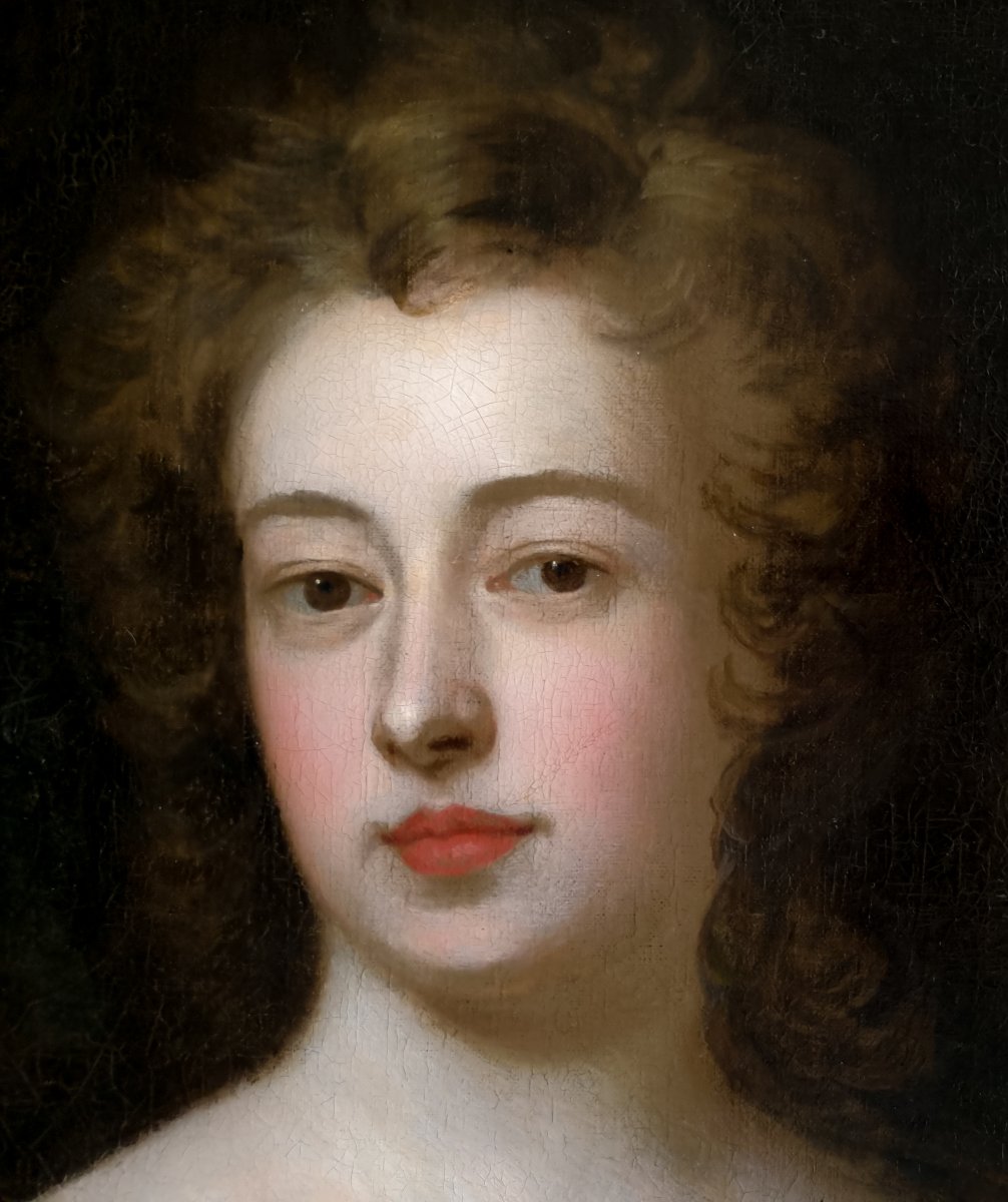 Portrait Of An Elegant Lady With Pet Dog C.1690–1700; Studio Of Godfrey Kneller, Oil On Canvas-photo-4