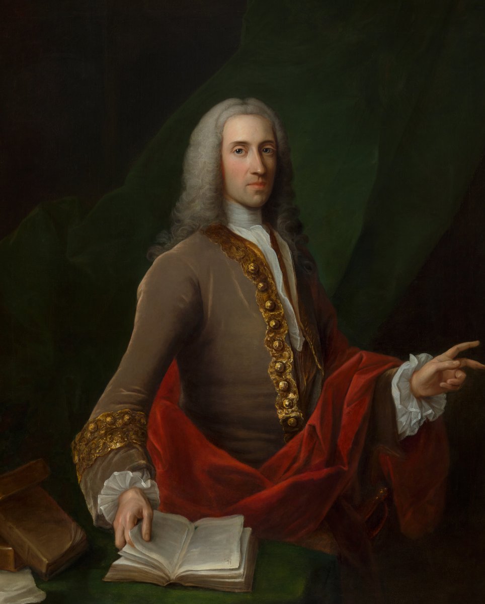 Portrait Of A Gentleman, James Douglas, Lord Aberdour, With Books, Fine Carved Frame C.1730-35-photo-4