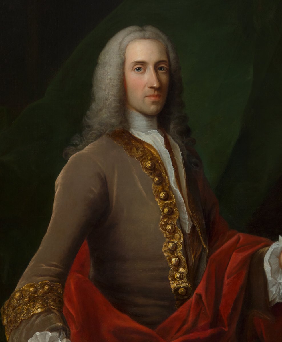 Portrait Of A Gentleman, James Douglas, Lord Aberdour, With Books, Fine Carved Frame C.1730-35-photo-1