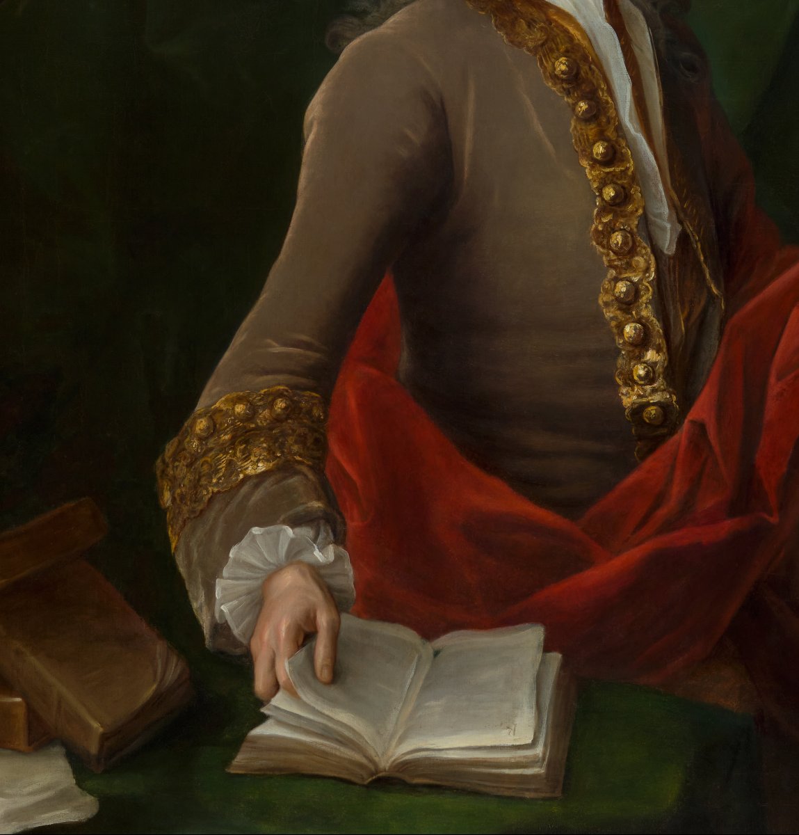 Portrait Of A Gentleman, James Douglas, Lord Aberdour, With Books, Fine Carved Frame C.1730-35-photo-3