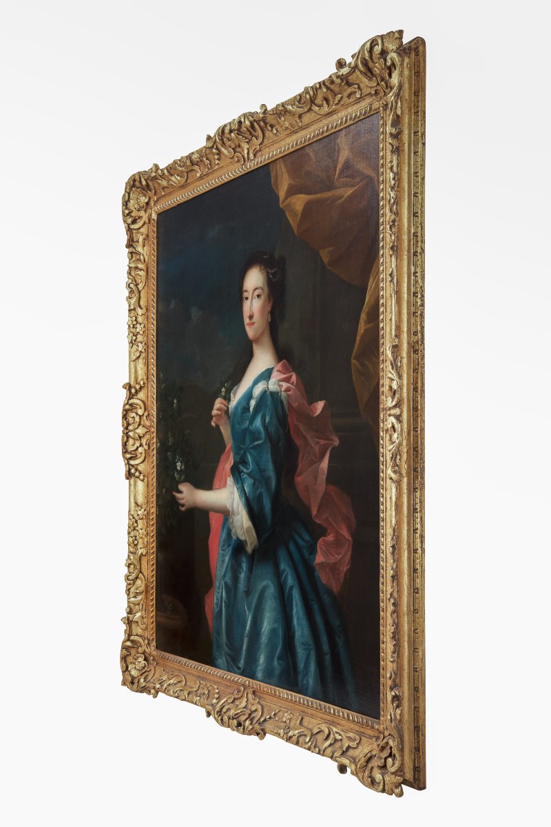 Portrait Of Agatha Halyburton, With An Orange Tree, Exquisite Carved Frame, C.1730–1735-photo-3