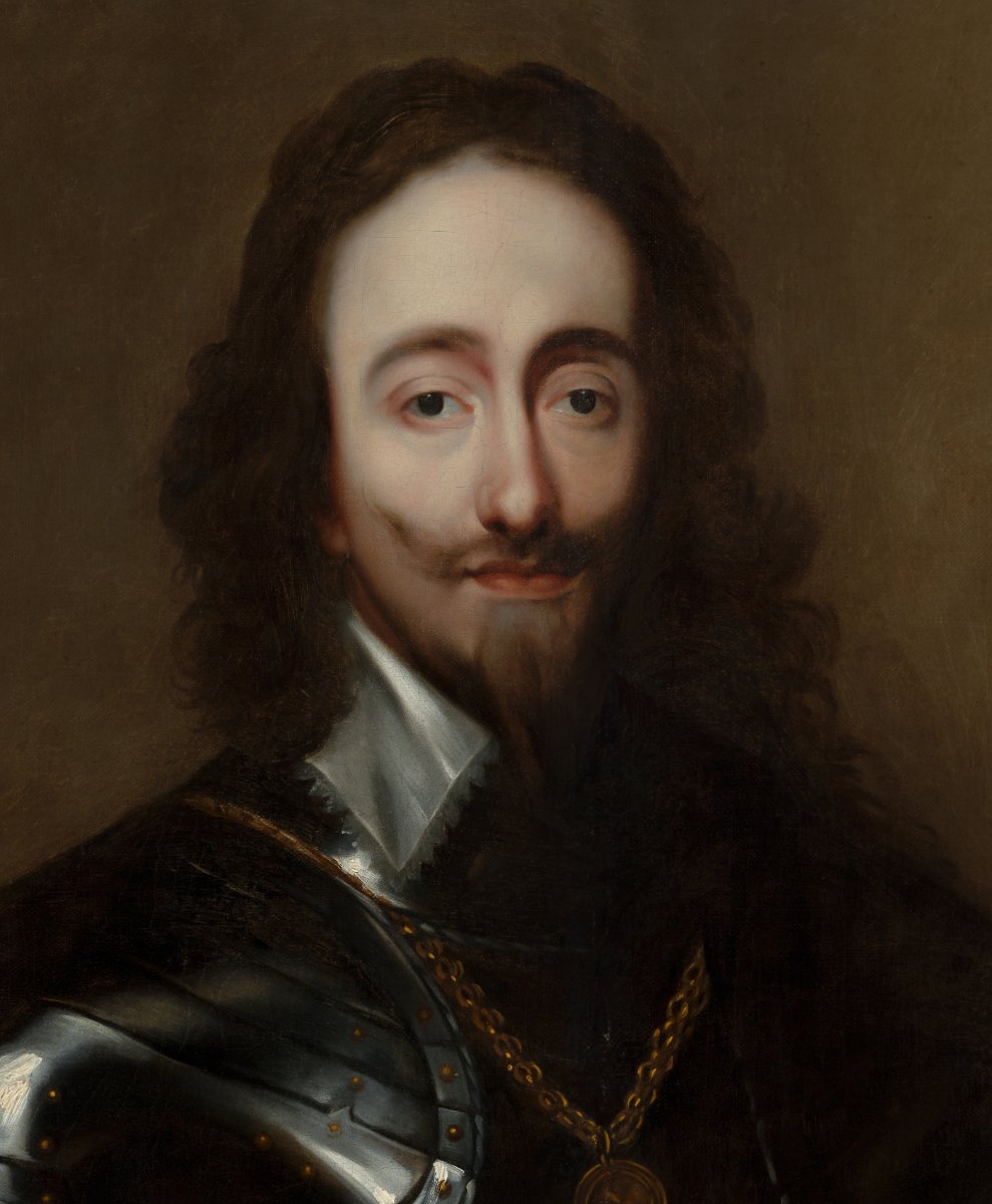 Portrait du roi Charles Ier en armure, école anglo-flamande, Sir Anthony van Dyck, XVIIe siècle-photo-3