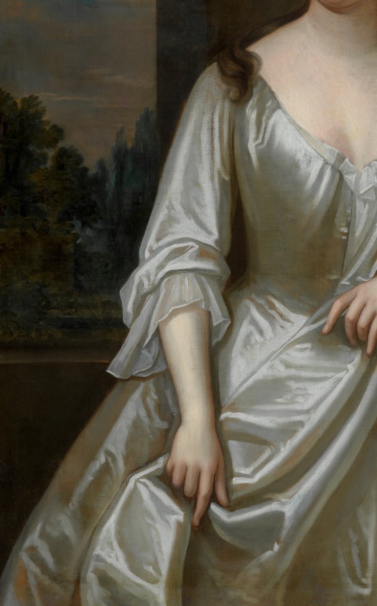 Portrait de Lady Elizabeth Shirley, sur une véranda près d'une table en marbre, vers 1705-1710-photo-3