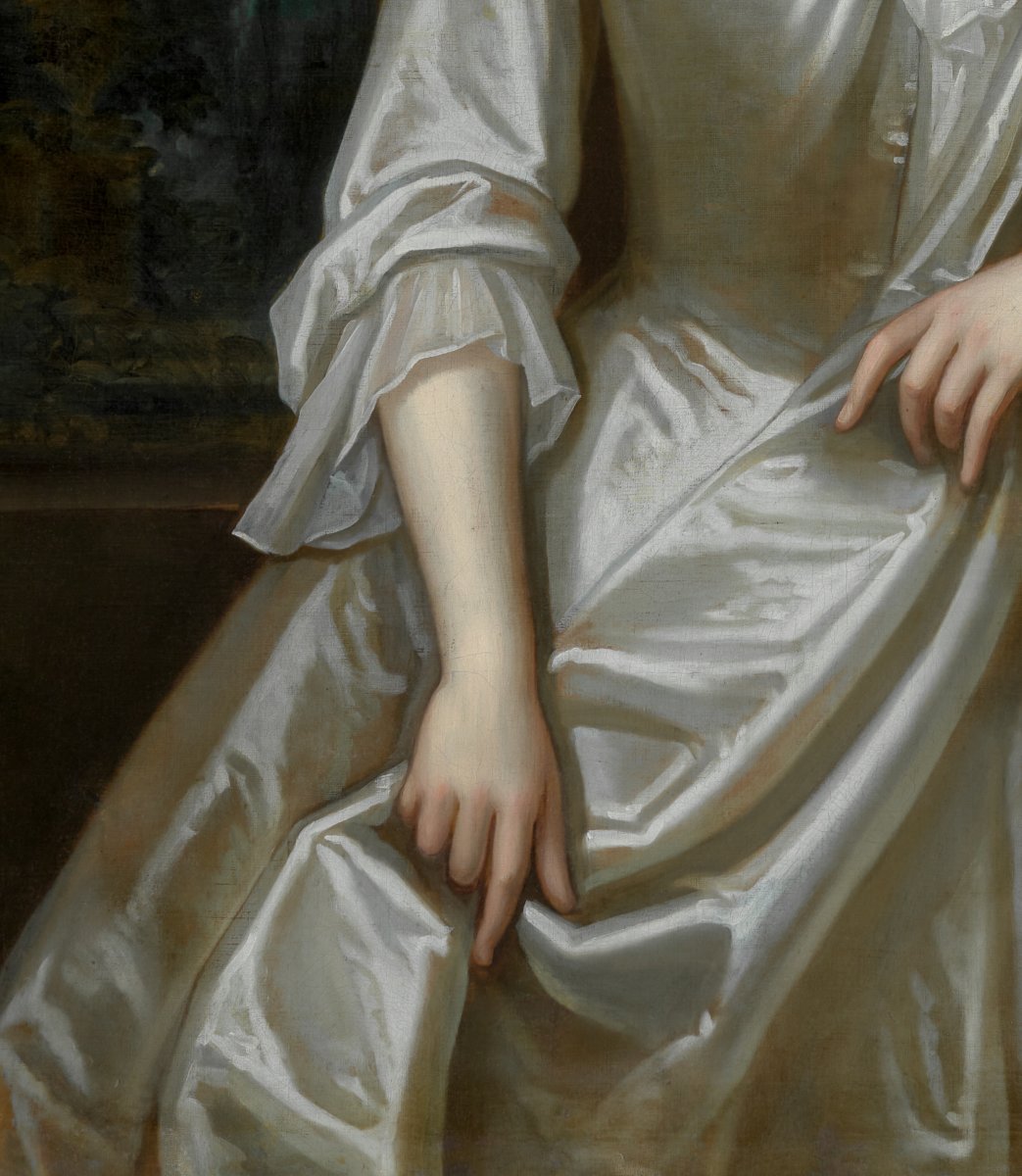 Portrait de Lady Elizabeth Shirley, sur une véranda près d'une table en marbre, vers 1705-1710-photo-4