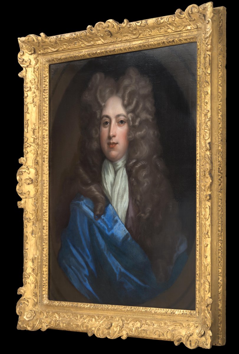 Portrait Of A Gentleman With Blue Cloak And Long Wig C.1695-1710; Attributed To Thomas Murray-photo-3