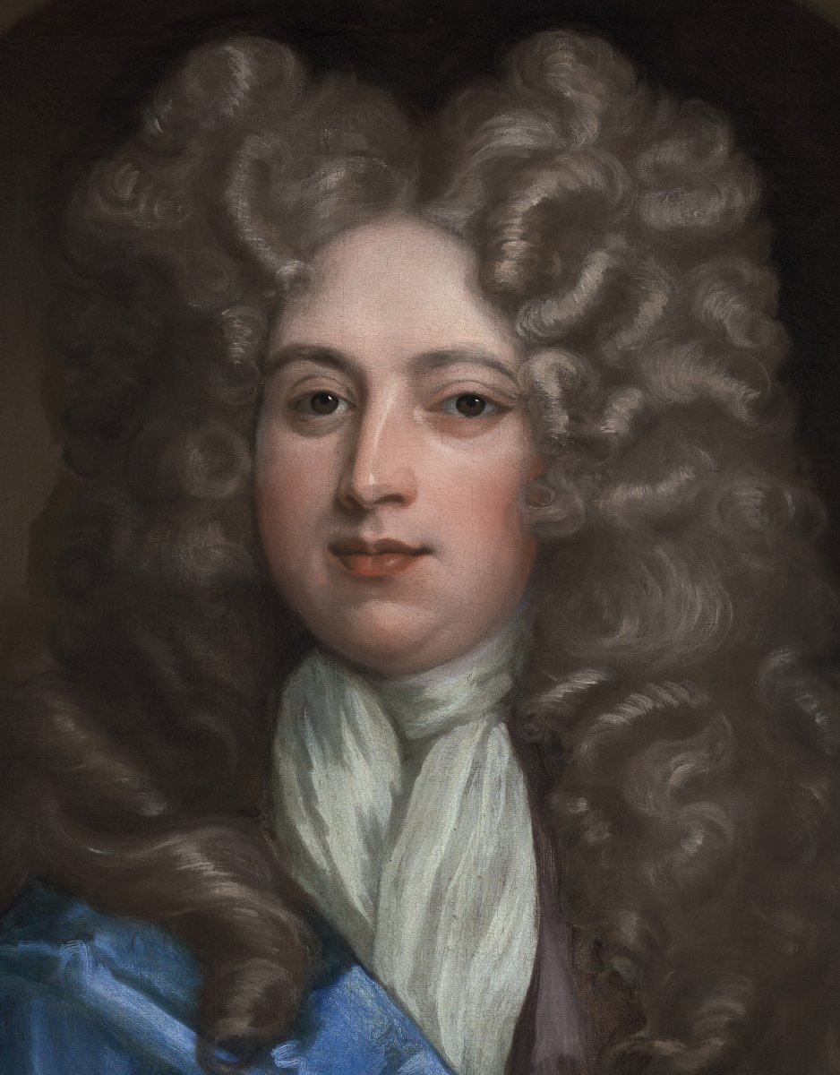 Portrait Of A Gentleman With Blue Cloak And Long Wig C.1695-1710; Attributed To Thomas Murray-photo-1
