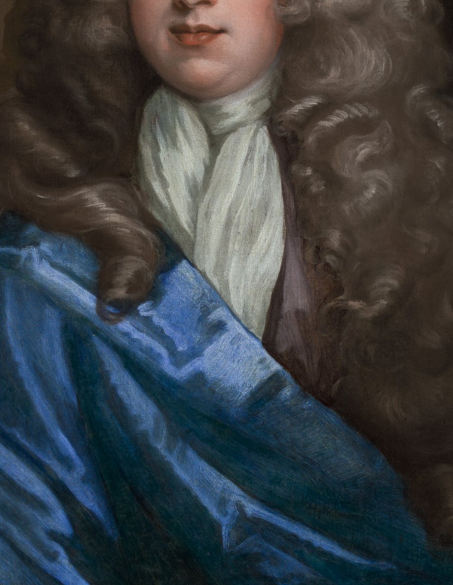 Portrait Of A Gentleman With Blue Cloak And Long Wig C.1695-1710; Attributed To Thomas Murray-photo-3