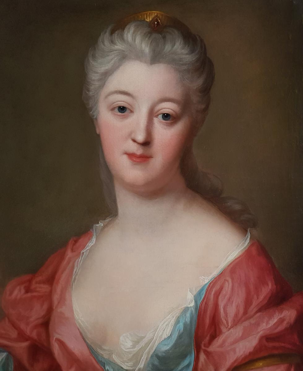 Portrait Of A Lady As Cleopatra Dissolving A Pearl C1755; Attrib To Marianne Loir (c.1715-1769)-photo-3