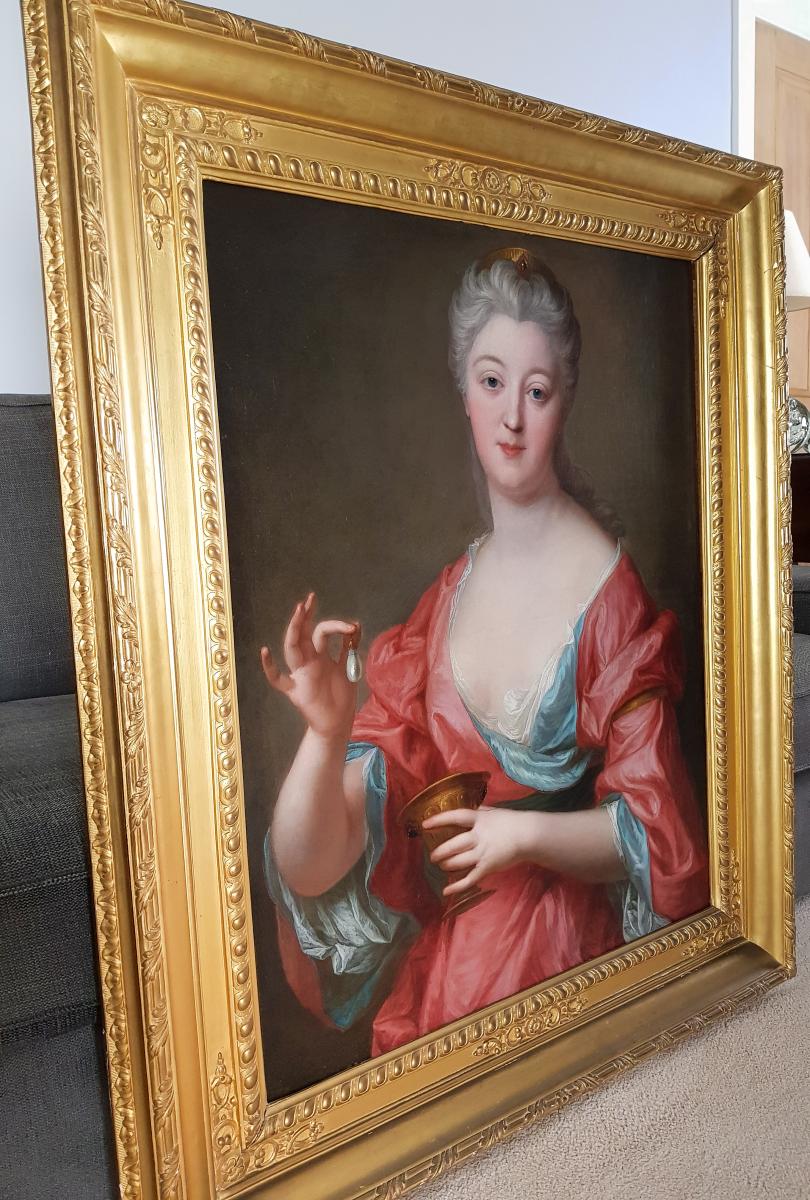 Portrait Of A Lady As Cleopatra Dissolving A Pearl C1755; Attrib To Marianne Loir (c.1715-1769)-photo-3