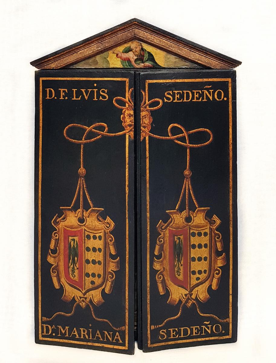 Triptych Of Christ, The Madonna, St Michael, And Saint Francis 18th Century Spanish-photo-2