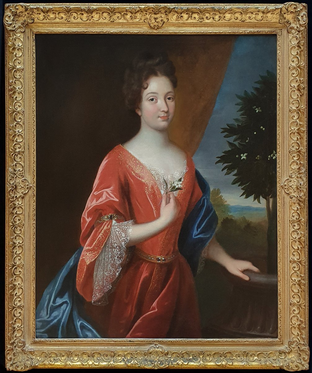 Portrait Of A Lady Holding An Orange Blossom C.1695; Circle Of Jean-baptiste Santerre 1651–1717