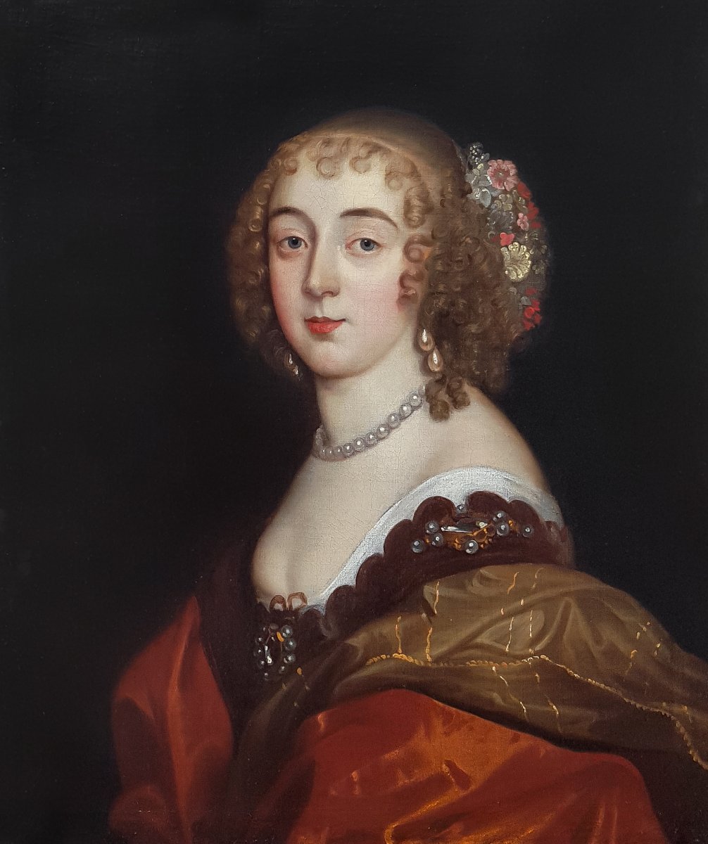 Portrait De La Comtesse De Sunderland Au XVIIe Siècle; Beau Cadre Du 17ème Siècle-photo-4
