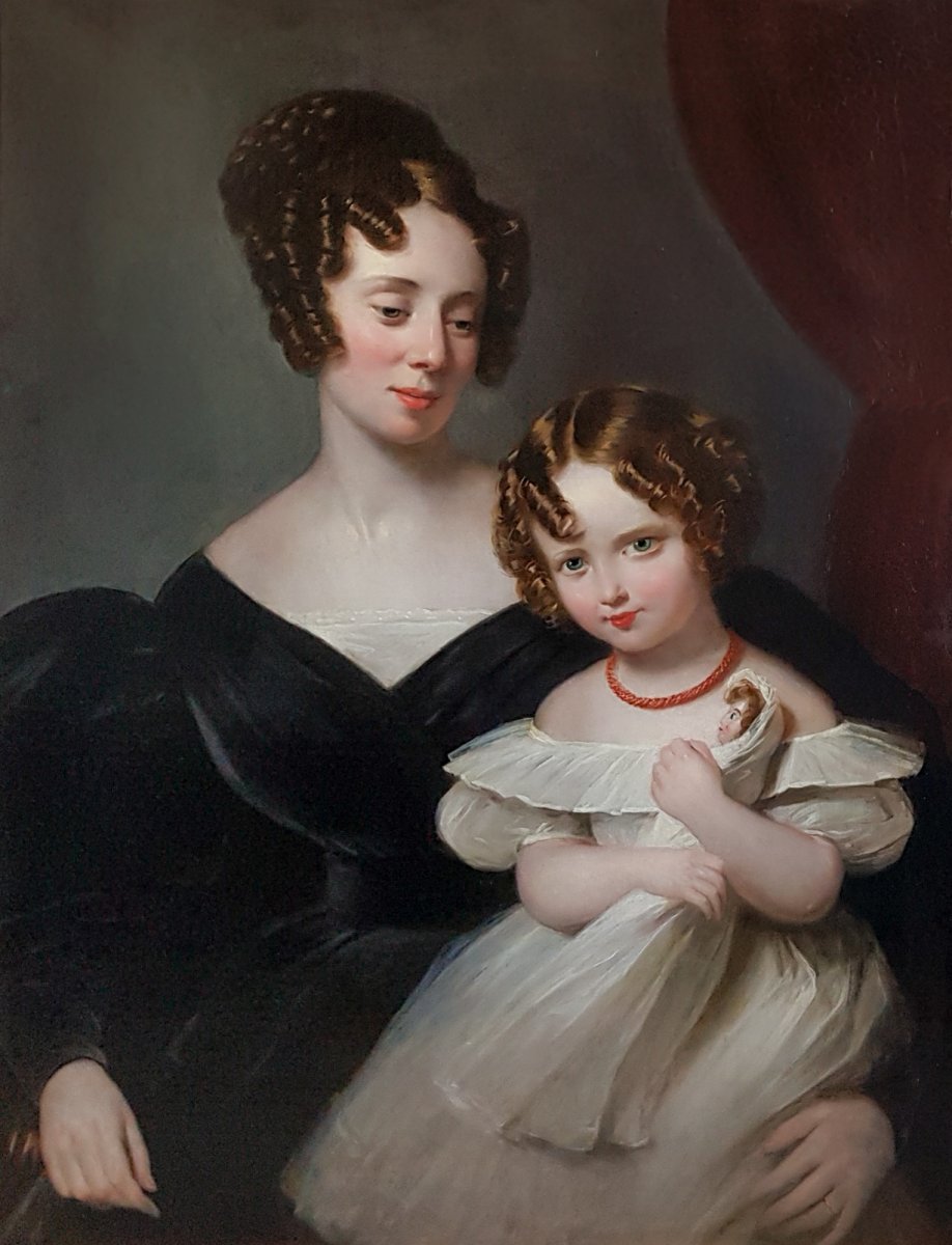 Portrait Of A Lady And Her Daughter Circa 1830; Circle Of George Henry Harlow (1787-1819)