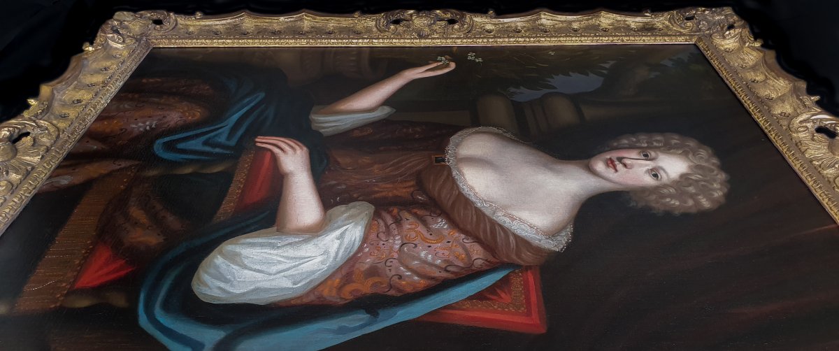 Portrait Of A Lady C.1675; Circle Of Henri Gascars (1635-1701) - Fine 18th Century Gilded Frame-photo-4