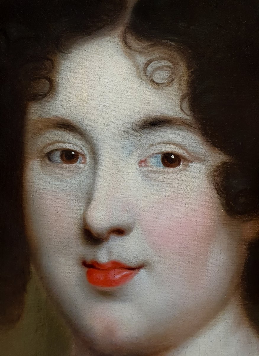 Portrait Of Marie Mancini Holding String Of Pearls C.1660; Studio Of Pierre Mignard 1612-1695-photo-3