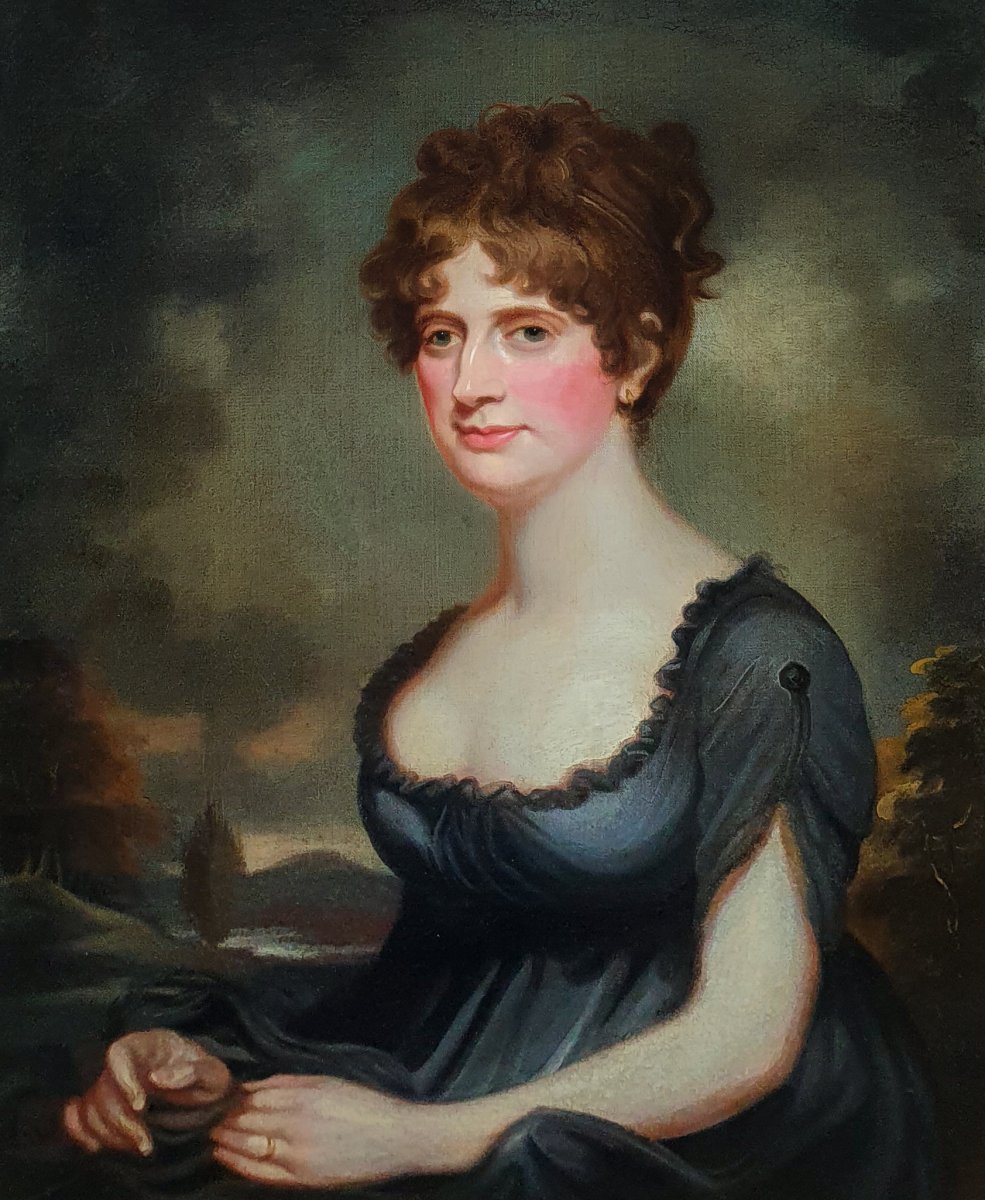 Portrait d'Harriet Robinson (1787-1820) Vers 1820, Peinture à l'Huile Antique-photo-2