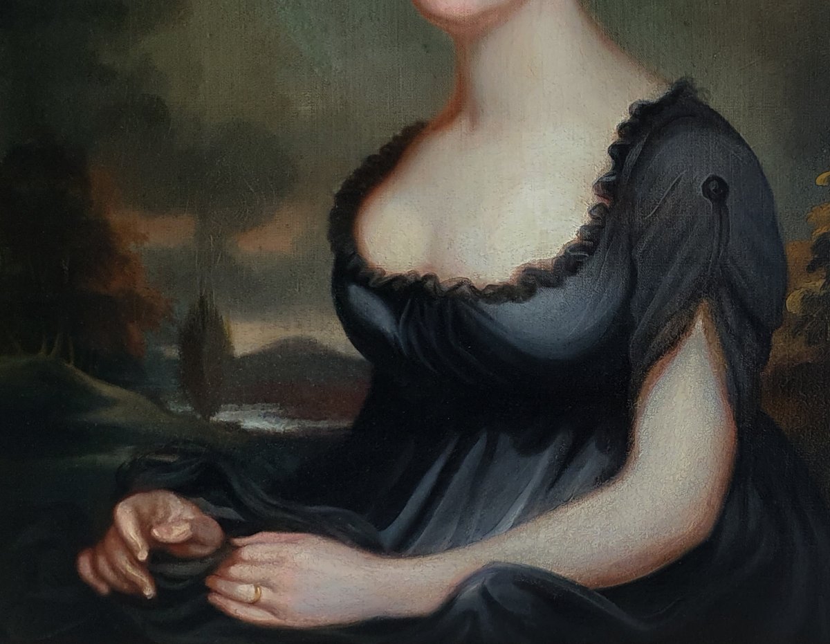 Portrait d'Harriet Robinson (1787-1820) Vers 1820, Peinture à l'Huile Antique-photo-2