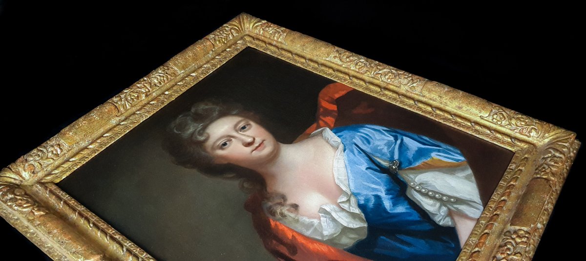 Portrait Of A Lady Of The Vavasour Family C.1695 By Thomas Murray (1663–1735), Antique Painting-photo-2