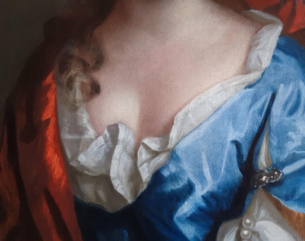 Portrait Of A Lady Of The Vavasour Family C.1695 By Thomas Murray (1663–1735), Antique Painting-photo-5