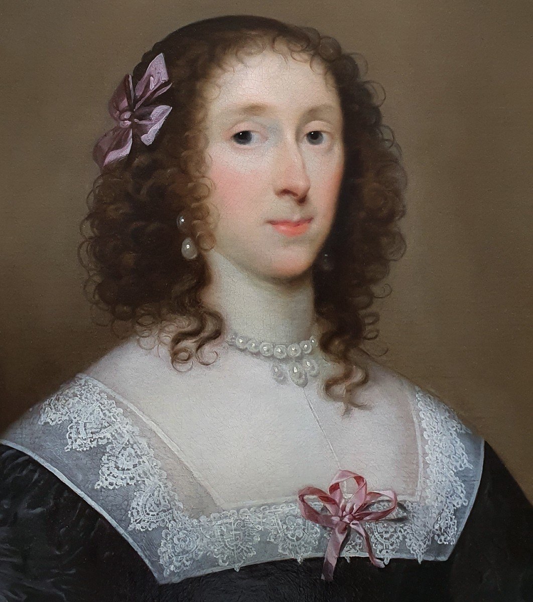 Portrait Of Elizabeth Penyston C.1635; Cornelius Johnson (1593-1664), Signed And Dated-photo-1