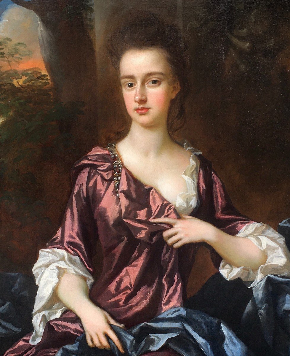 Portrait De Femme Vers 1690-1700, Huile Sur Toile Ancienne-photo-4