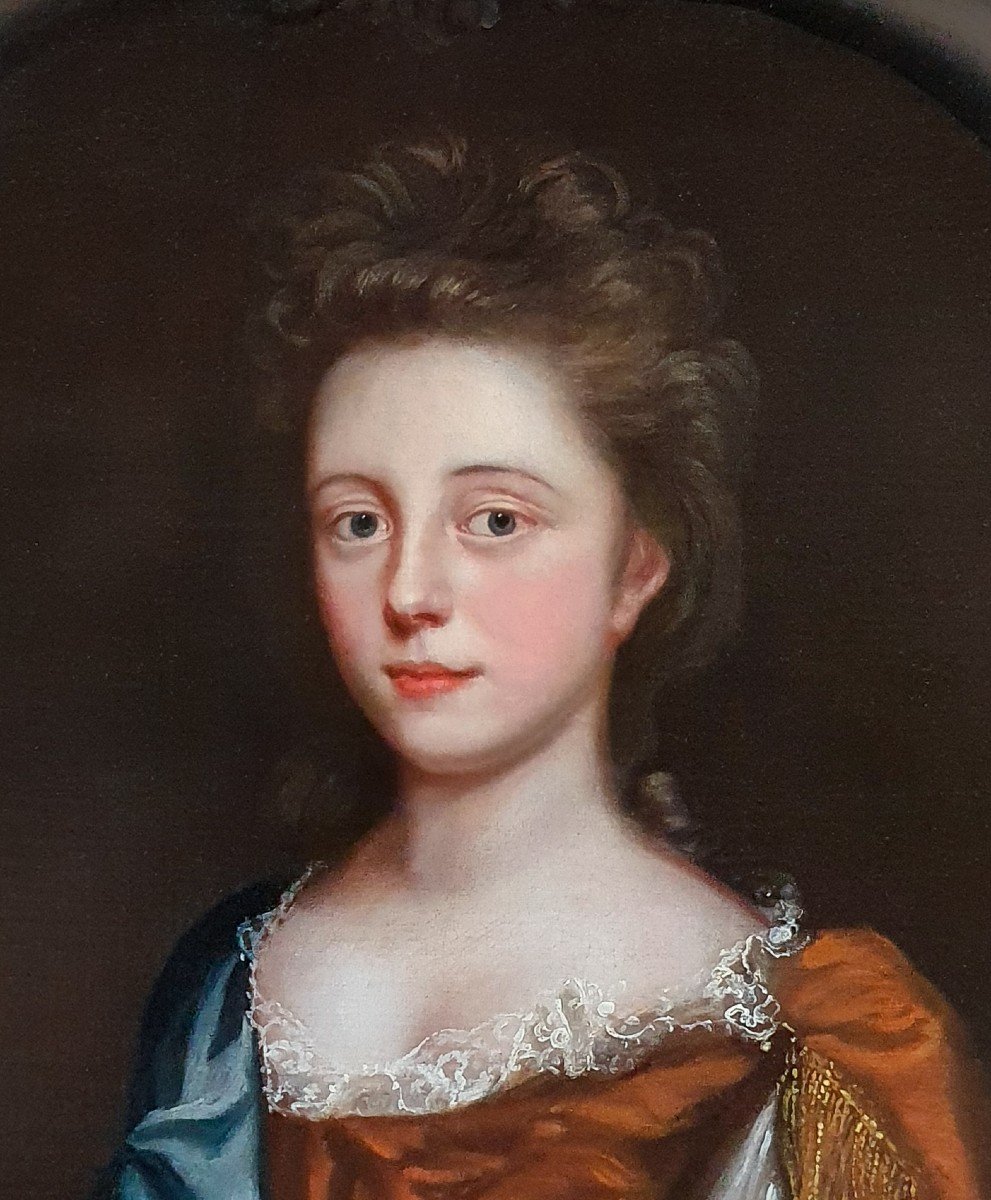 Portrait Of A Young Lady In A Russet Dress With Blue Wrap C.1680’s; Mary Beale (1632-1699)-photo-1