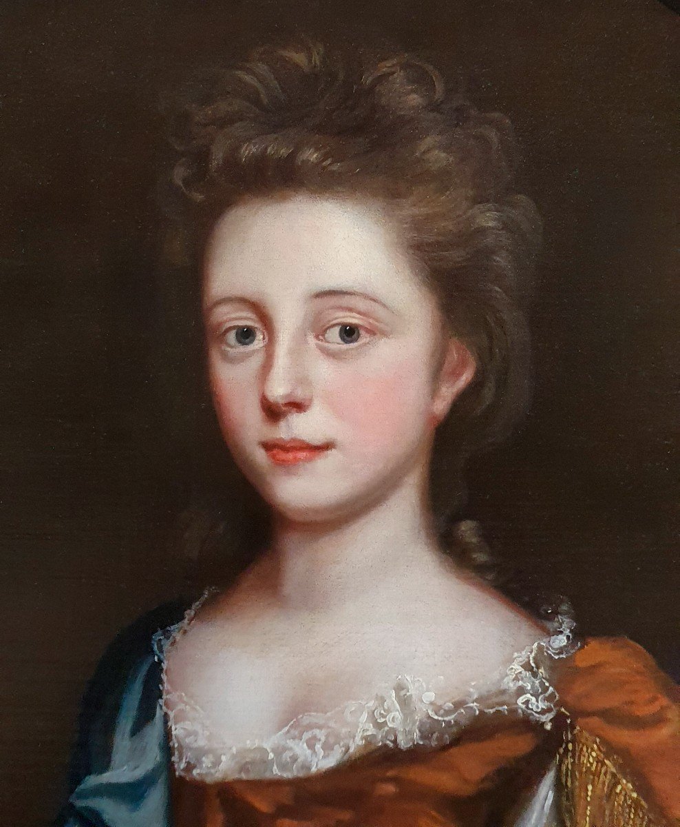 Portrait Of A Young Lady In A Russet Dress With Blue Wrap C.1680’s; Mary Beale (1632-1699)-photo-2