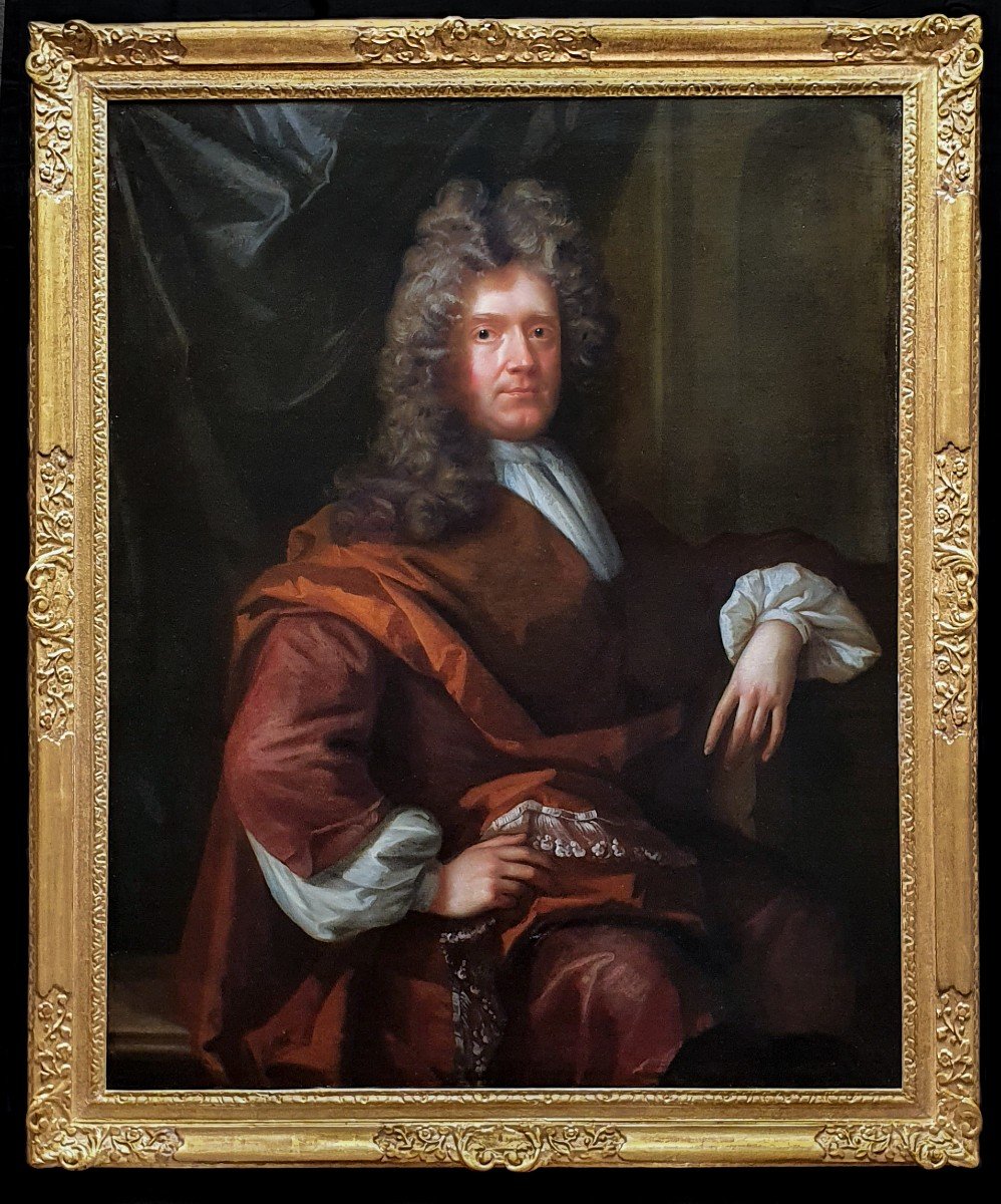 Portrait Of A Gentleman In Brown Robes Circa 1695; By John Closterman (1660-1711)