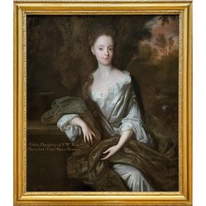 Portrait Of Lady Tufton Wray C.1685, By Herman Verelst (1641-1702), Antique Oil Painting