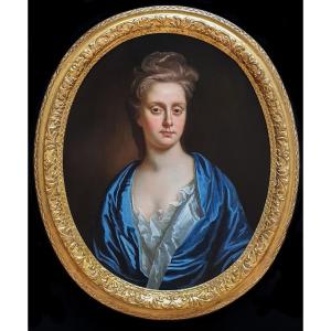 Vers 1690 Portrait Lady Anne Stapylton, Peinture à l'Huile Ancienne, Cadre Doré Fin