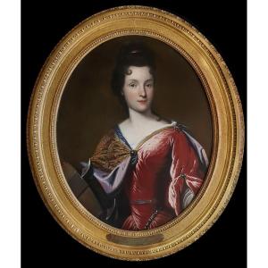 Vers 1690 Portrait De Dame Renée Bouthillier De Chavigny, Huile Toile, Provenance Du Château