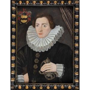 Elizabethan Portrait Of A Gentleman, Thomas Vavasour C.1587, Oil On Oak Panel Painting