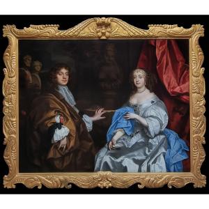 Vers 1662 Portrait De Sir John Rivers 3e Baronnet Chafford Et Lady Anne Rivers, Huile Sur Toile