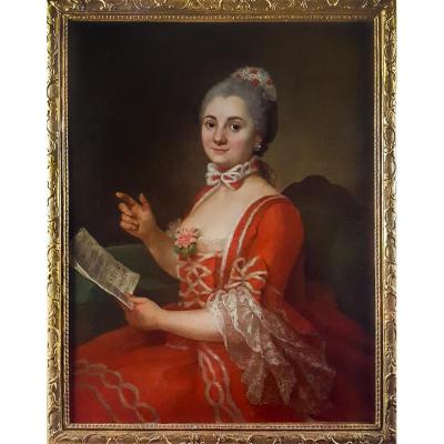 Portrait Of A Lady; French C.1740, Circle Of Marianne Loir (c.1715-1769)